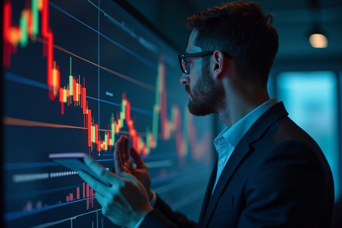 Professionnel analysant un graphique coloré du S