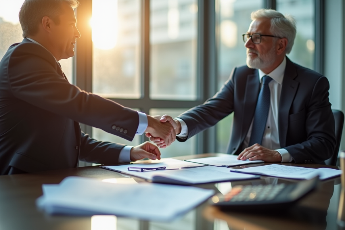 Banquier professionnel serrant la main d
