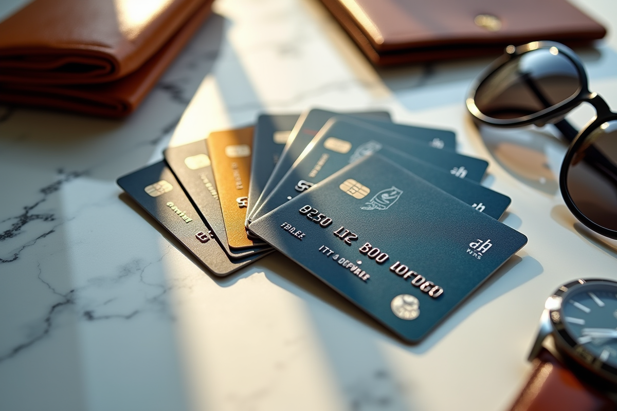 Cartes de crédit haut de gamme avec accessoires de luxe