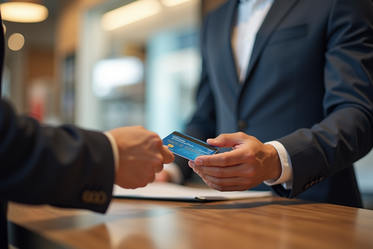 Personne élégante remettant sa carte American Express au caissier