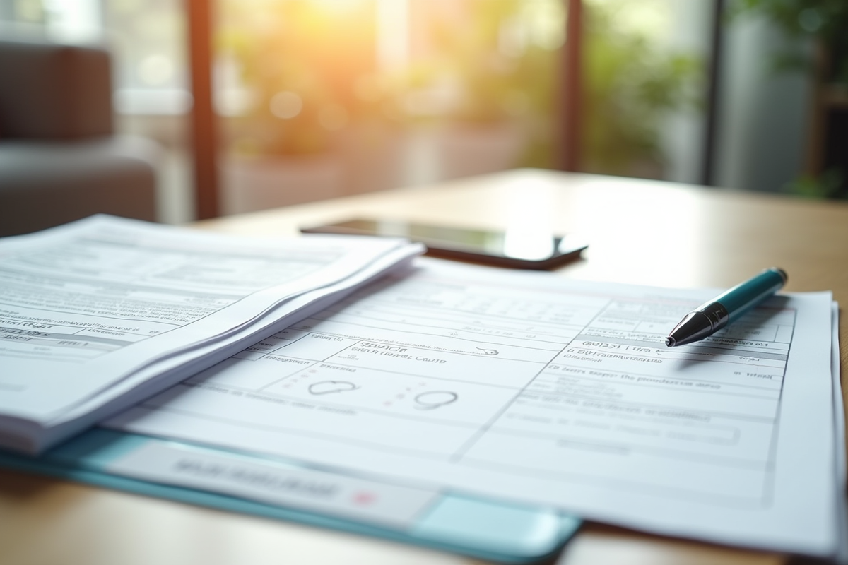 Formulaire de prêt rempli avec documents et smartphone sur table