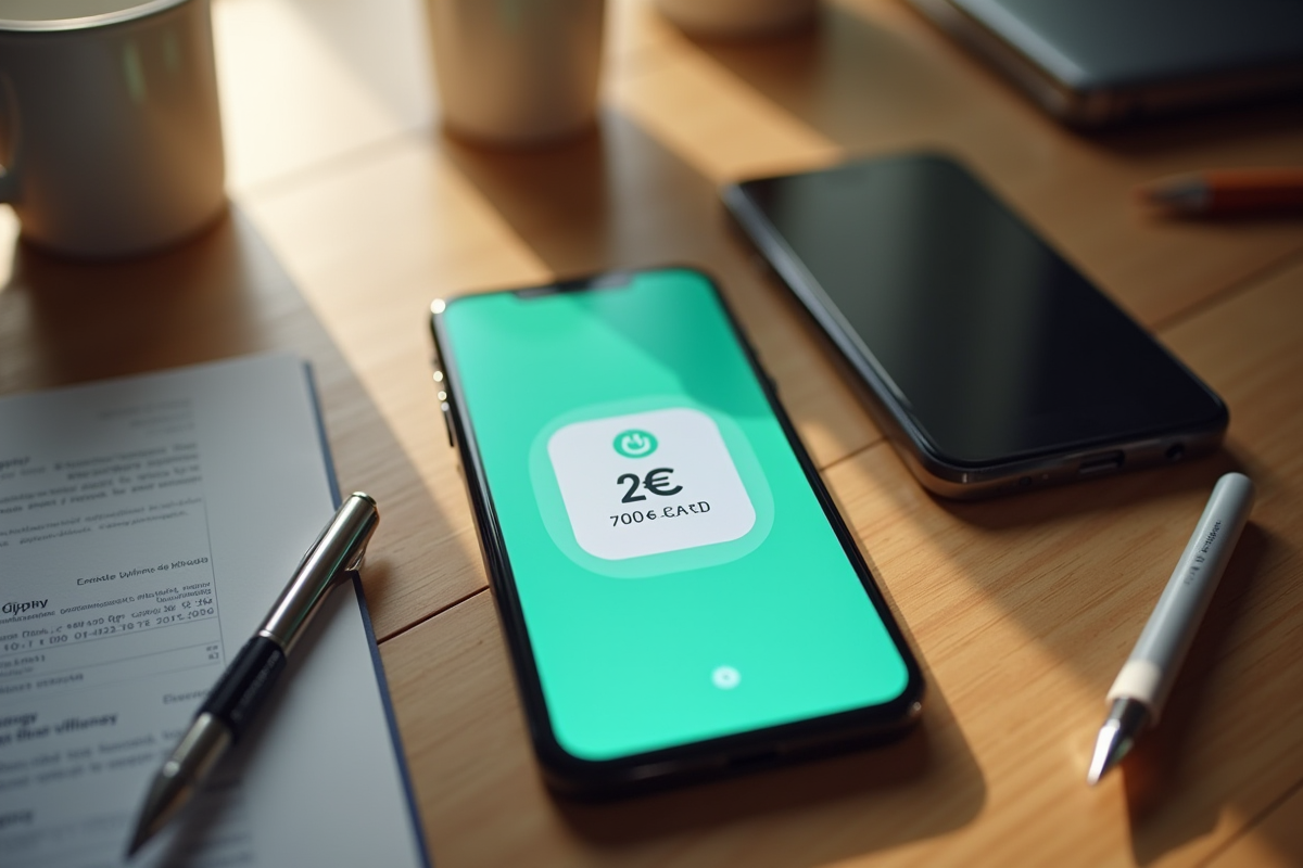 Ecran de smartphone avec notification de gain de 2 euro